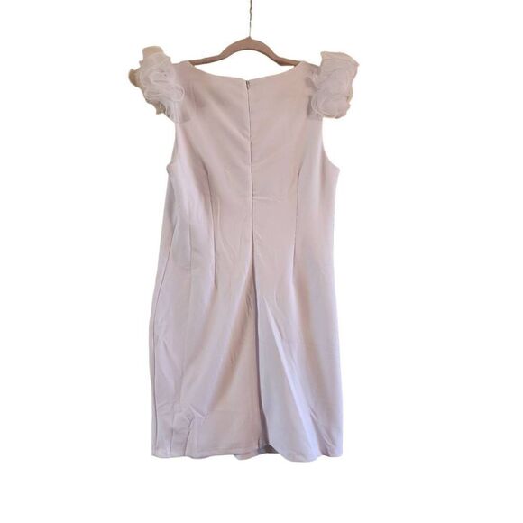 Glamour NWT crisp white ruffle pouf sleeve bodycon dress size 12 - Picture 2 of 10